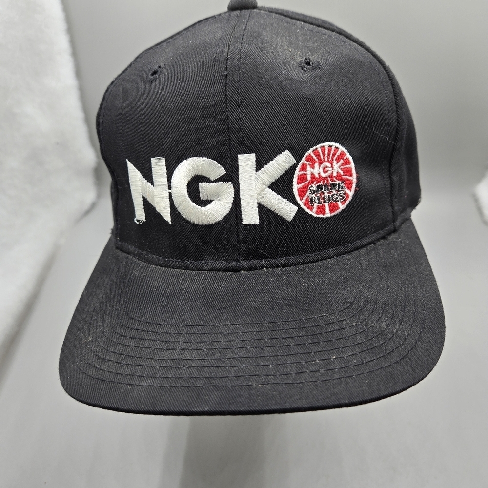 NGK Spark Plugs Hat Cap Black Snap Back Trucker Logo